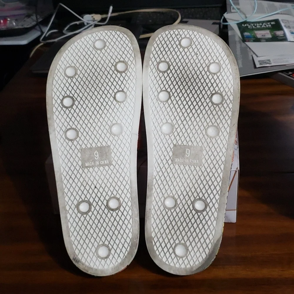 Adidas Adilette GY8288 primegreen floral coral slides.  Sz 9 - Picture 3 of 4